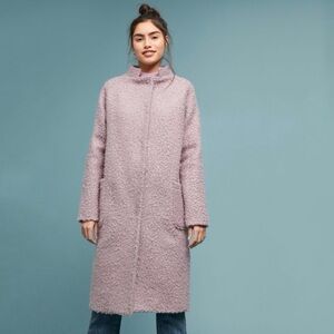 Anthropologie Greyson Windermere Boucle Buckled Tweed Teddy Coat Lilac XS